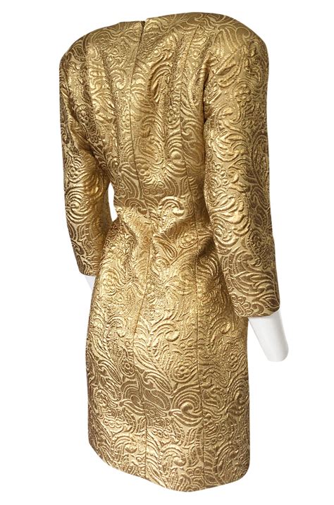 Fall 1991 Yves Saint Laurent Documented Gold Brocade Shift Dress